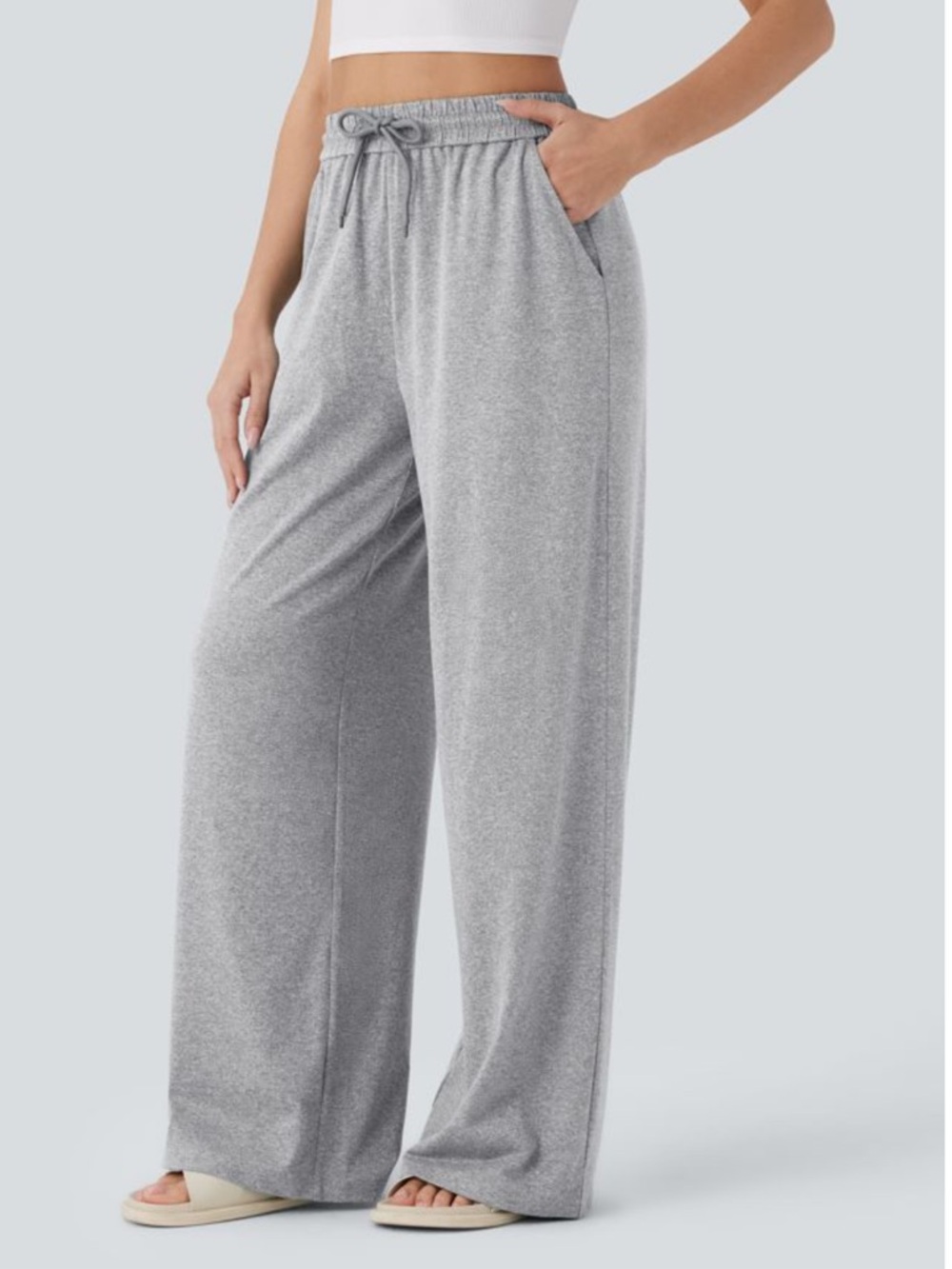 Halara High Waisted Drawstring Wide Leg Pants M Regular NEW - Picture 2 of 8